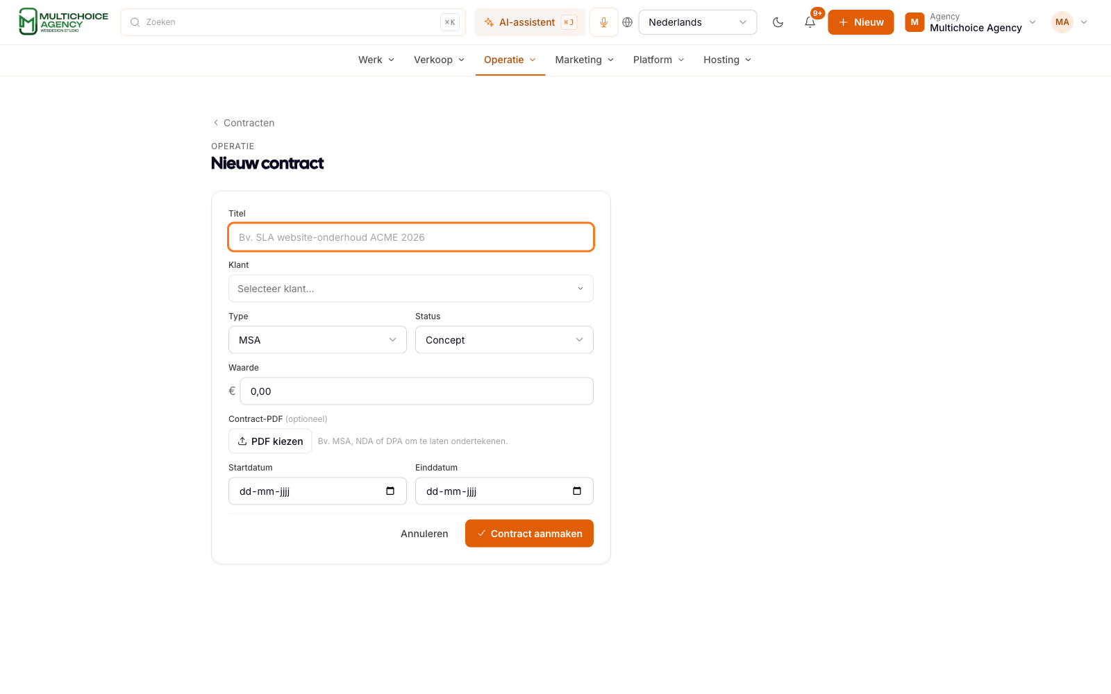 Nieuw contract