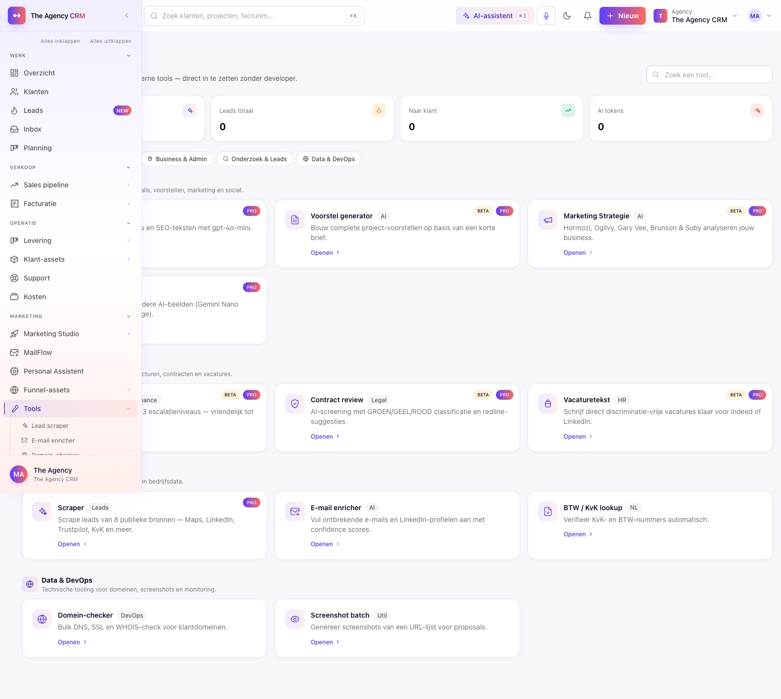 Een werkbank vol AI-tools, ingebouwd